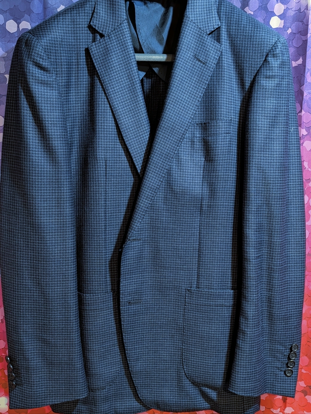 Men's Blue Micro Houndstooth Sport Jacket